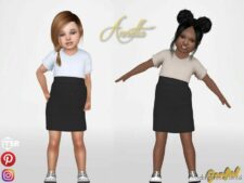 Sims 4 Female Clothes Mod: Annetta – Short Sleeve TOP And Knitted Skirt (Image #2)