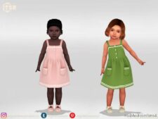 Sims 4 Female Clothes Mod: Sundress With Pockets And White Stripes (Image #2)