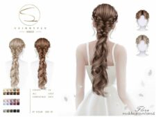 Elegant Curly Braid (Flora) 020523 for Sims 4