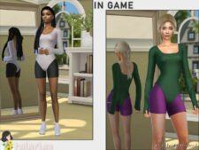 Sims 4 Adult Clothes Mod: Reese Bodysuits With Sports Shorts (Image #2)