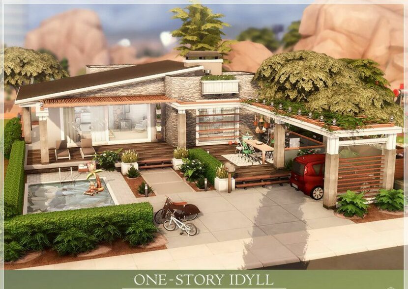 One-Story Idyll [NO CC] for Sims 4