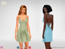 Short Dress With Open Back And Ties for Sims 4