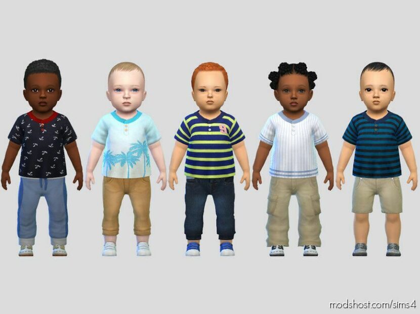 Infant Buttoned Tees for Sims 4