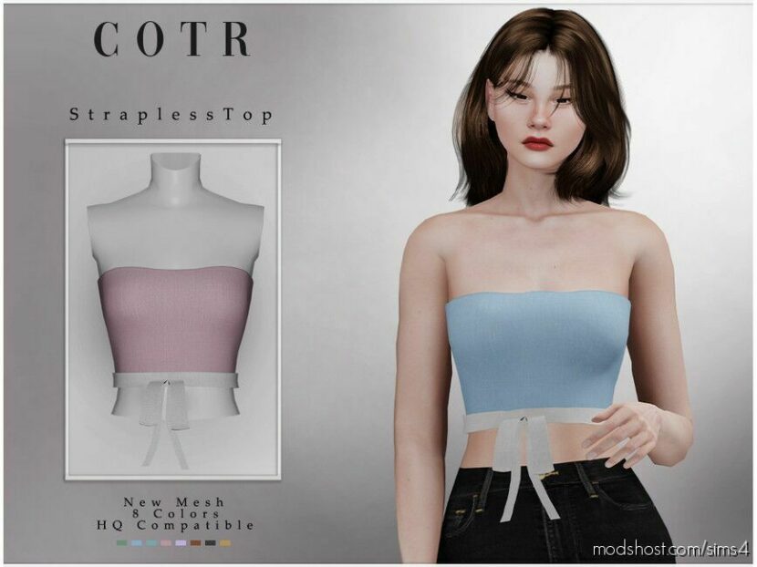 Chordoftherings Strapless TOP T-429 for Sims 4