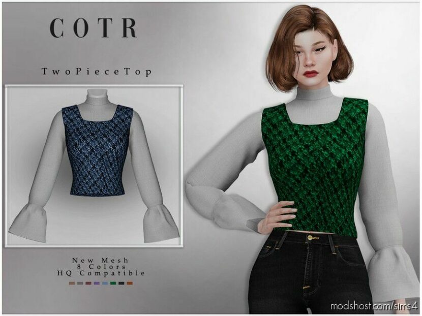 Chordoftherings TWO Piece TOP T-428 for Sims 4