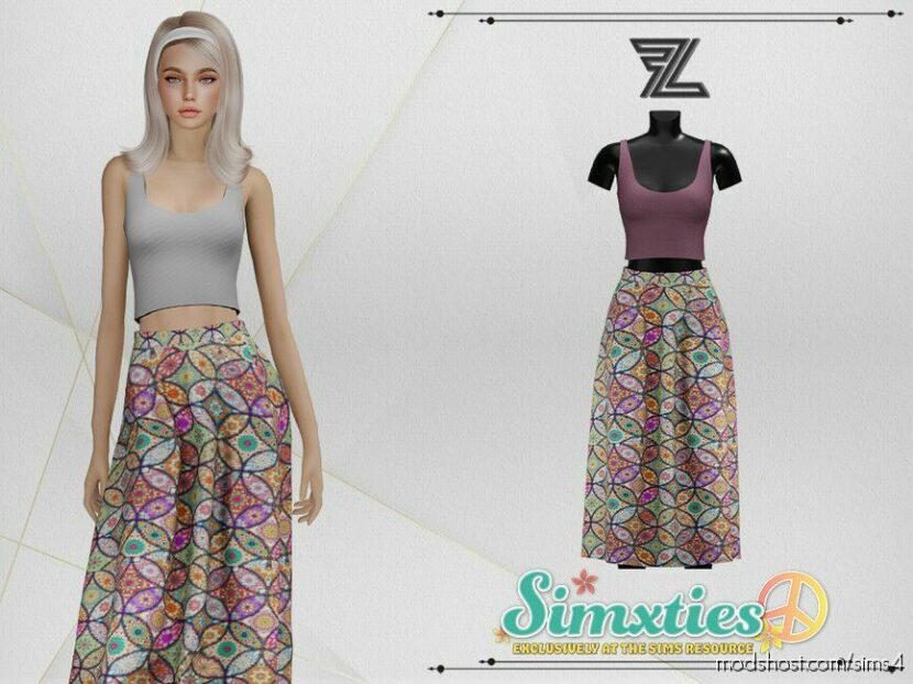Simxties Josie Crop And Skirt for Sims 4