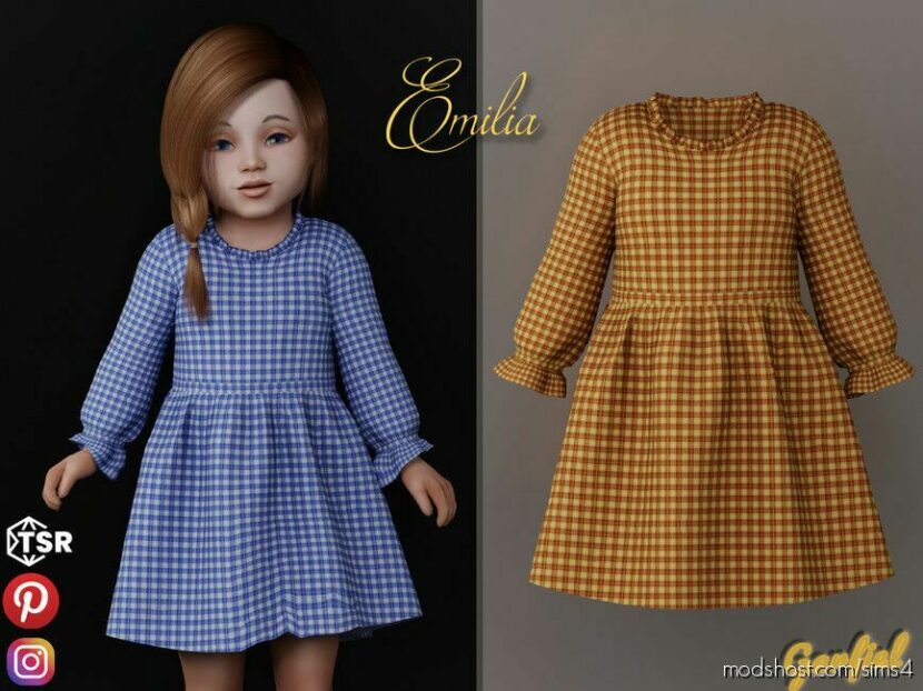 Emilia – Checkered Dress With Ruffles for Sims 4