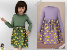 Magnolia Floral Print Dress for Sims 4
