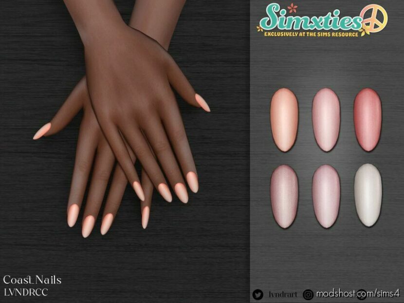 Simxties Coast Nails for Sims 4
