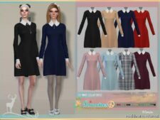 Simxties_ White Collar Dress for Sims 4