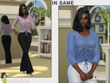 Sims 4 Teen Clothes Mod: Sienna Tie-Front Blouse (Image #2)