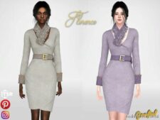 Sims 4 Adult Clothes Mod: Florence – Fashionable Velor Dress (Image #2)