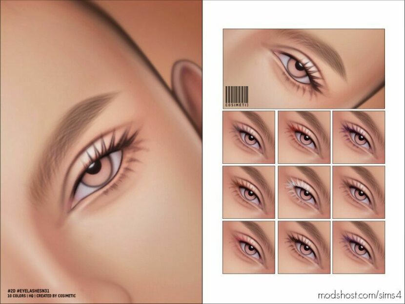 Sims 4 Makeup Mod: Maxis Match 2D Eyelashes | N31 (Featured)