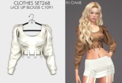 Clothes SET268 – Lace UP Blouse C1091 for Sims 4