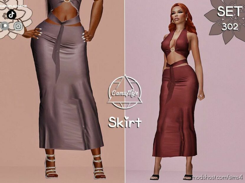 SET 302 – Satin Skirt for Sims 4