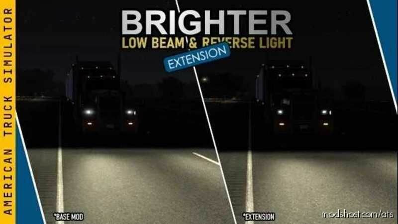 Brighter LOW Beam Headlights And Reversing Lights V1.2.13 [1.47] for American Truck Simulator