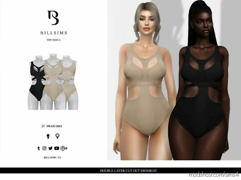 Double Layer CUT OUT Swimsuit for Sims 4