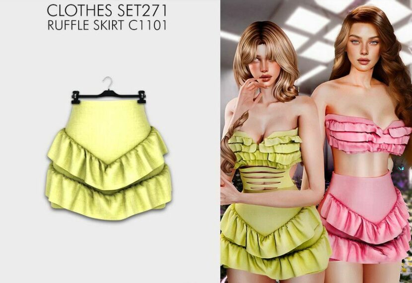 Clothes SET271 – Ruffle Skirt C1101 for Sims 4