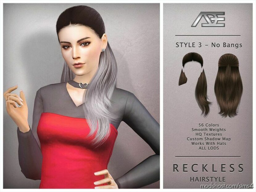 Reckless – Style 3 Without Bangs for Sims 4