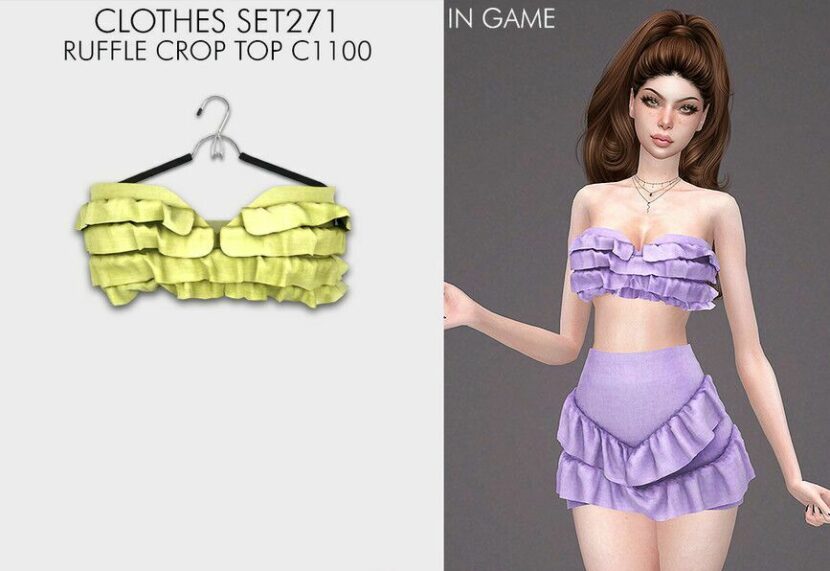 Clothes SET271 – Ruffle Crop TOP C1100 for Sims 4