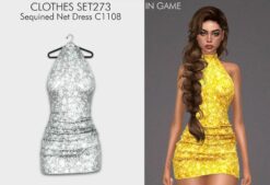 Clothes SET273 – Sequined NET Dress C1108 for Sims 4