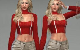 RIB Corset Cut-Out Long TOP for Sims 4