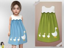 Ella Dress With Goose Print for Sims 4