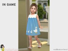 Sims 4 Female Clothes Mod: Ella Dress With Goose Print (Image #2)