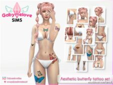 Aesthetic butterfly tattoo set for Sims 4