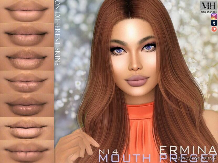 Ermina Mouth Preset N14 for Sims 4
