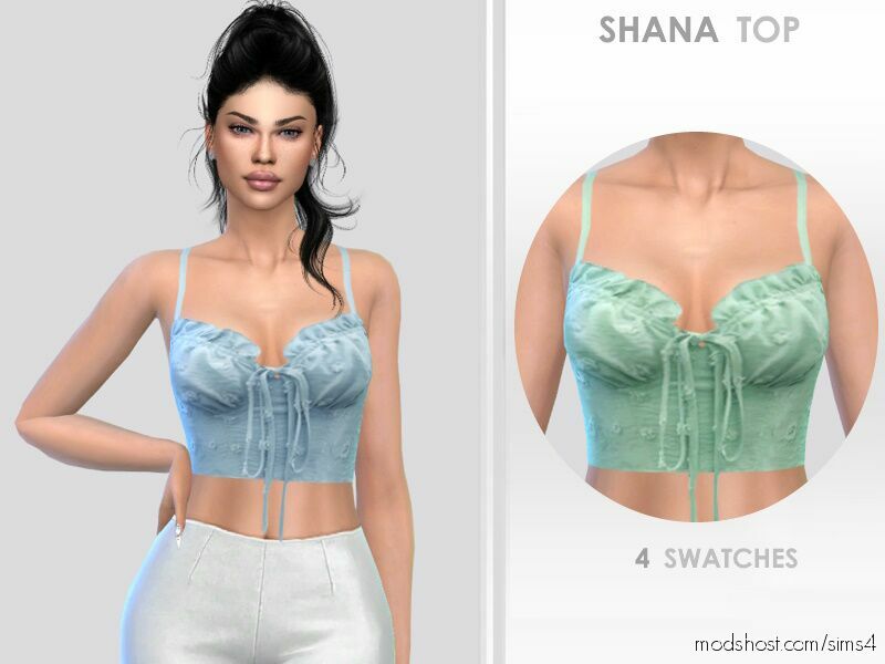 Sims 4 Female Clothes Mod: Shana TOP (Featured)