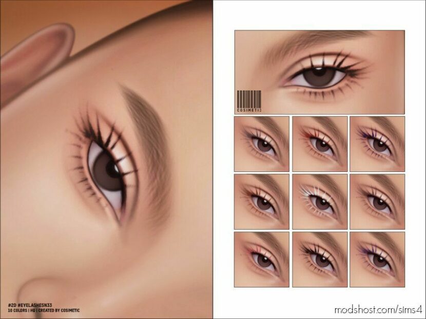 Maxis Match 2D Eyelashes | N33 | Unisex for Sims 4