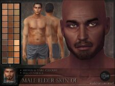 Male Elder Skin 01 – Medium And Dark Colours for Sims 4
