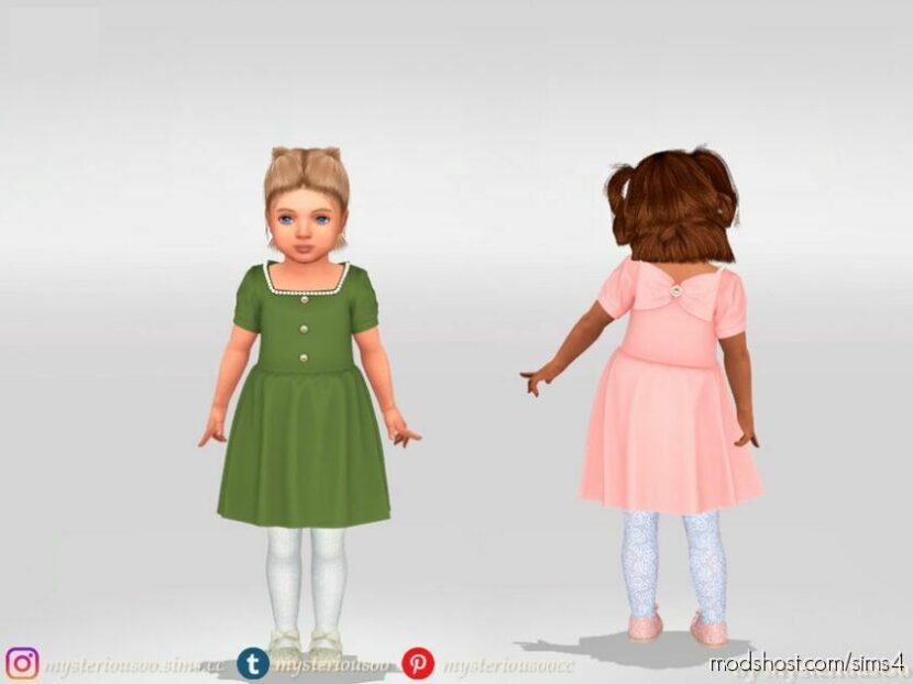 Sims 4 Female Clothes Mod: Dress With Beads And A BOW ON The Back (Featured)