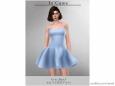 Sims 4 Teen Clothes Mod: Chordoftherings Strapless Dress D-227 (Image #2)