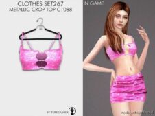 Clothes SET267 – Metallic Crop TOP C1088 for Sims 4