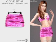 Clothes SET267 – Metallic Bodycon Skirt C1089 for Sims 4