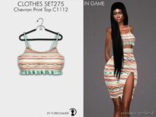Clothes SET275 – Chevron Print TOP C1112 for Sims 4