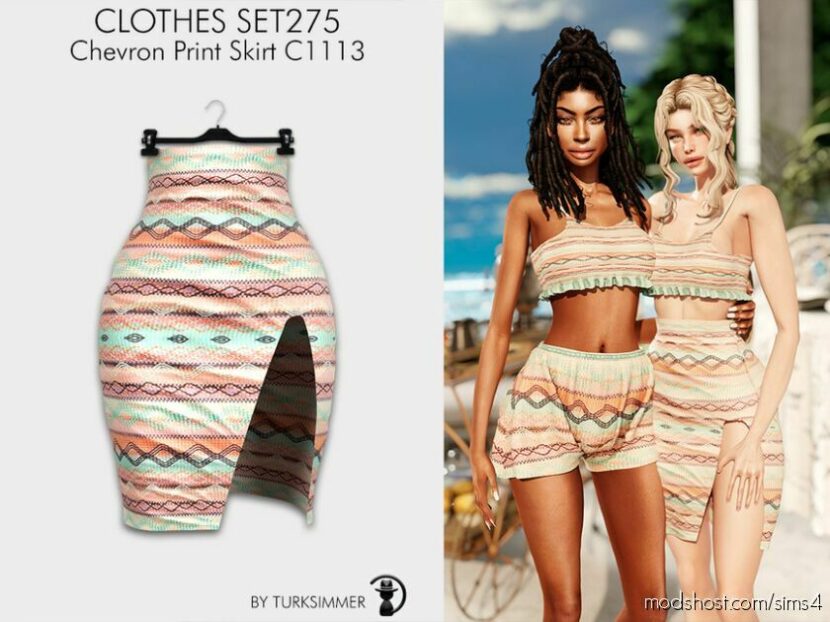 Clothes SET275 – Chevron Print Skirt C1113 for Sims 4