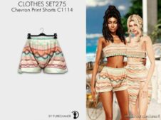 Clothes SET275 – Chevron Print Shorts C1114 for Sims 4