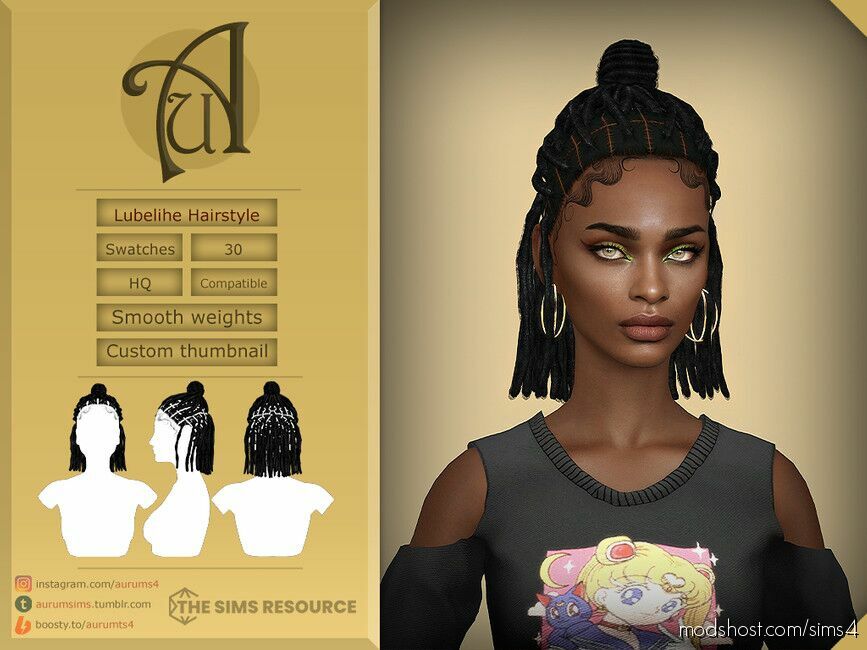 Lubelihe – Female Updo Locs Sims 4 Hair Mod - ModsHost