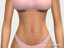 Sims 4 Accessory Mod: Diamond Butterfly Belly Button Piercing (Image #2)