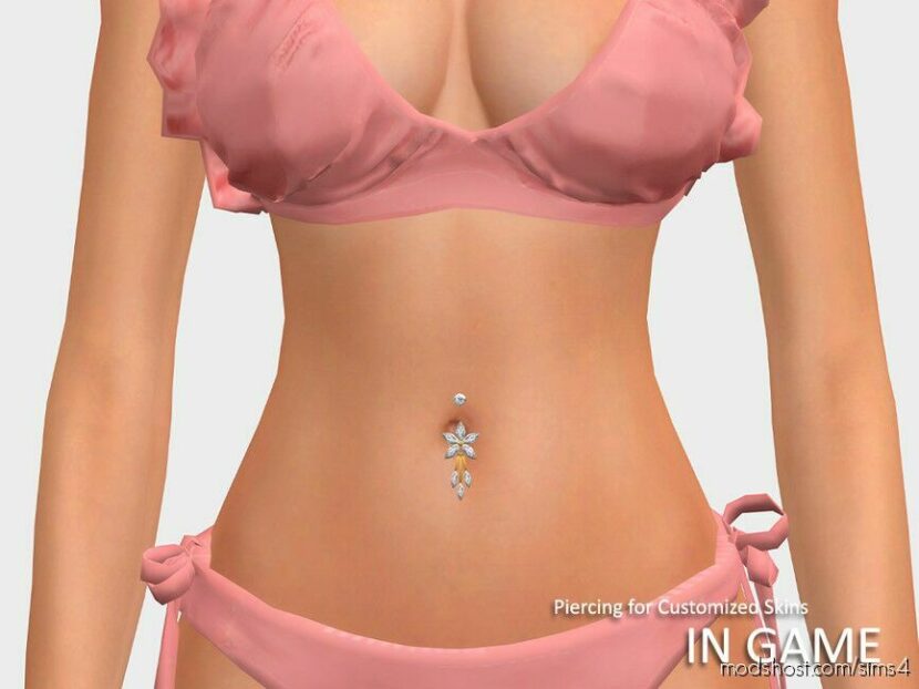 Diamond Flower Belly Button Piercing for Sims 4