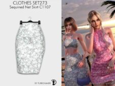 Clothes SET273 – Sequined NET Skirt C1107 for Sims 4