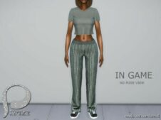 Sims 4 Adult Clothes Mod: Stripe HIP Pants (Image #2)