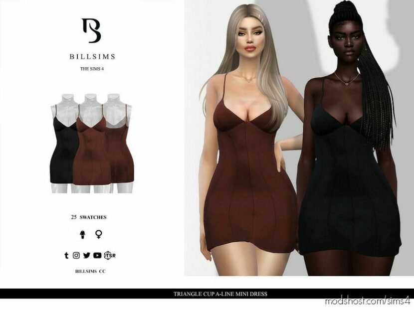 Sims 4 Everyday Clothes Mod: Triangle CUP A-Line Mini Dress (Featured)