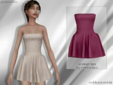 _Ironik_ Strapless & Pleated Dress for Sims 4
