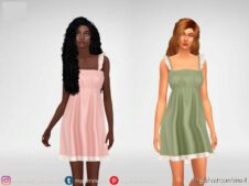 Summer Dress With Elastic Band And Ruffles for Sims 4