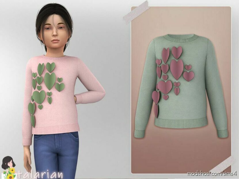 Abigail Sweater With Hearts for Sims 4