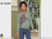 Sims 4 Kid Clothes Mod: Abigail Sweater With Hearts (Image #2)